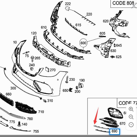 Fog Light Frame Trim for Mercedes-Benz S-Class S350 W222 Front Bumper (2228853601/2228853701)