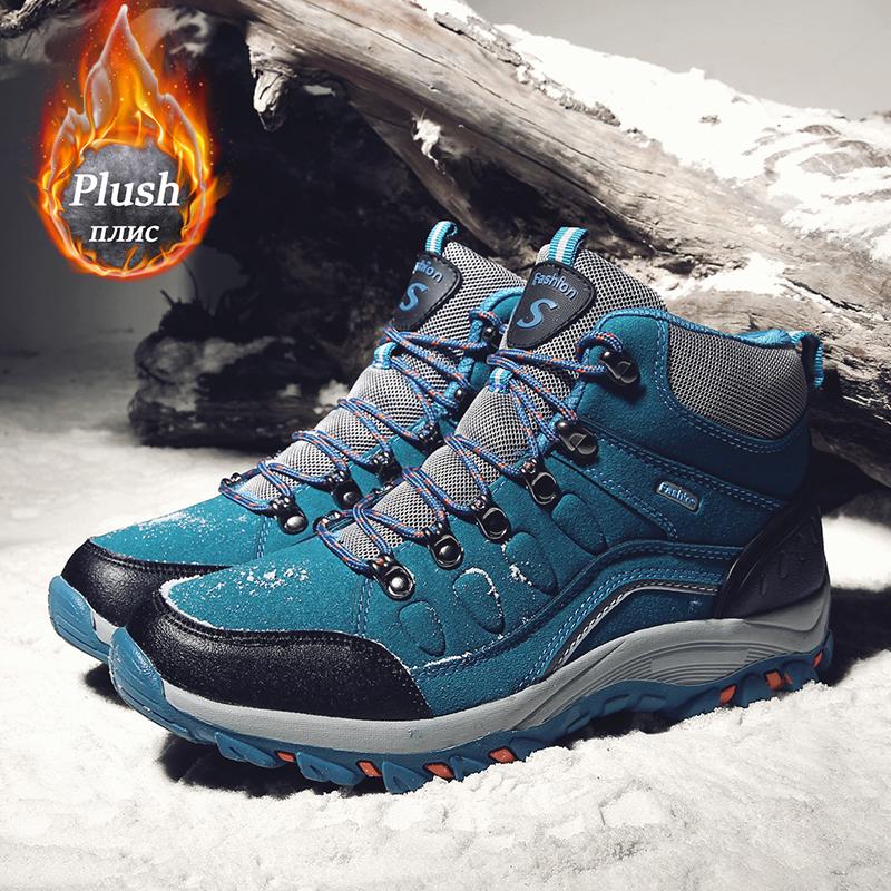 Men's Shoes Winter Anti Slip Snow Boots Outdoor Plush Hiking Shoes High Quality Waterproof Boots Casual Shoes For Men Size 35-46