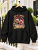 Sweatshirt with Oh My Christ Its Christmas Text with Two Women in Santa Caps Inside a Festive Wreath, Snow and Winter Village, Centered Front Print Un