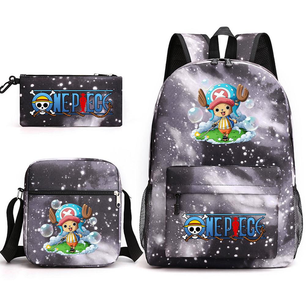 One Piece Anime Rucksack für Schüler Outdoor Campus Schultasche mit Federmäppchen Digitaldruck