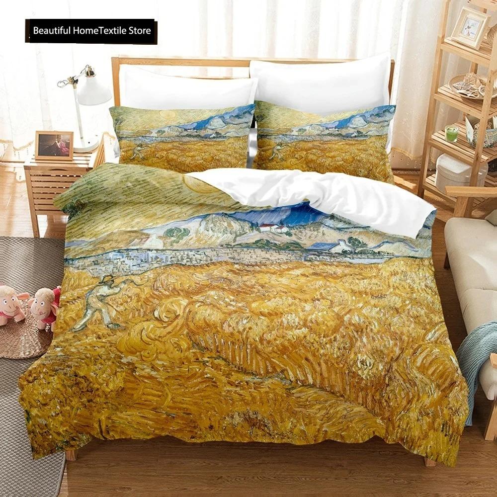 Abstrakt Van Gogh Oljemålning Påslakanset King Queen Storlek Täcke Överdrag För Barn Pojkar Flickor Tonåringar Polyester Sängkläder