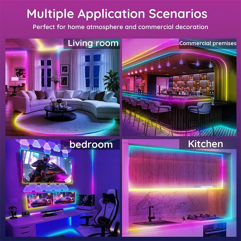 5V RGB LED Neon Strip Waterproof With Bluetooth APP,Remote,Music Sync,Dimmable Flexible Neon Lights for TV Backlight Bedroom DIY
