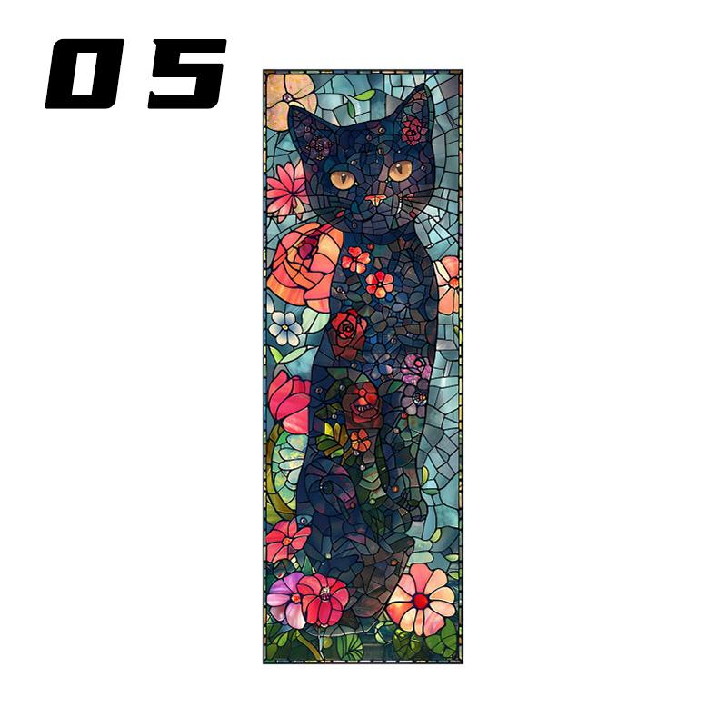 European Retro Church Window Film Self-Adhesive Creative Cat Art Painting Stained Glass Film Home Decor Privacy Stickers