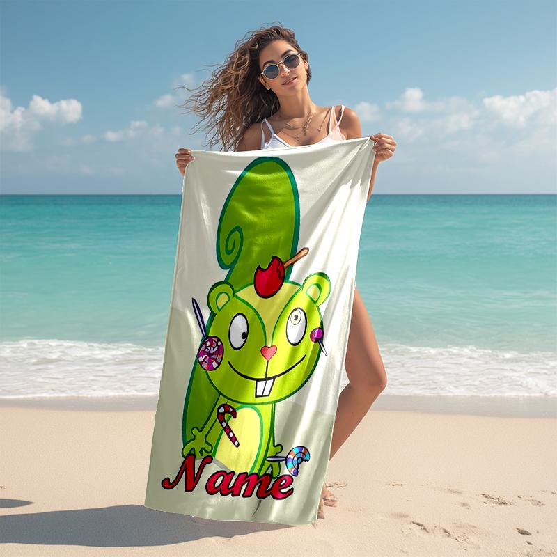 Personalized customized proof beach towel with Happy Tree Friends pattern - soft, absorbent,quick-drying,perfect swimming,camping&bathing