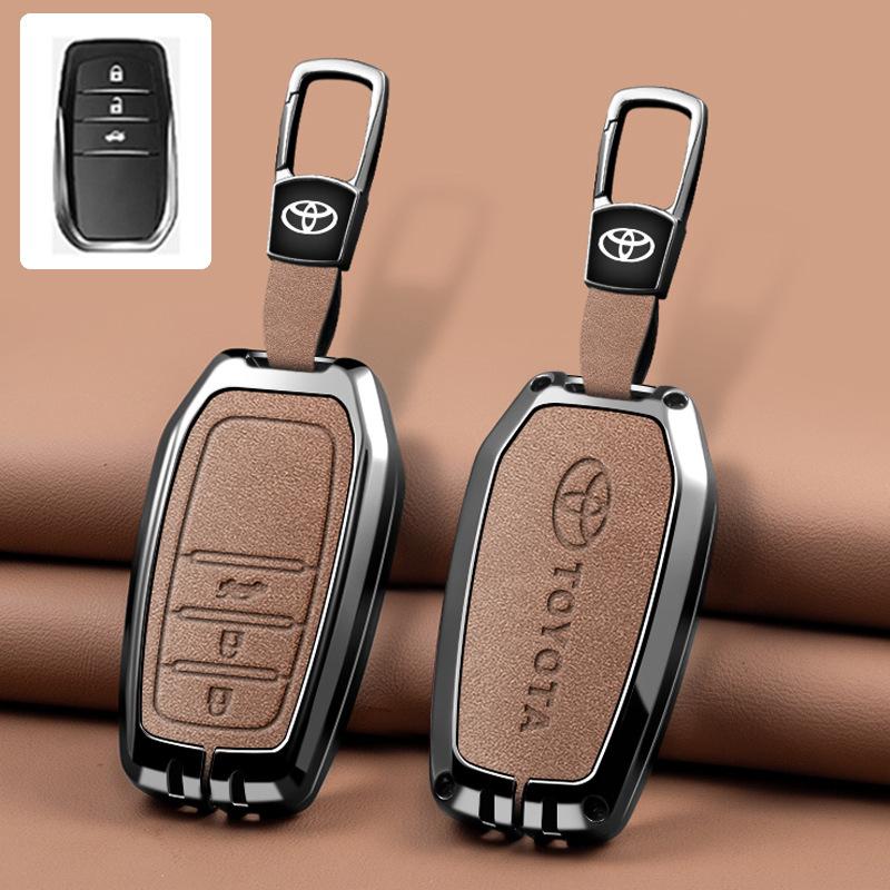 Car Key Case Cover for Toyota Land Cruiser 200 Prado Crown TLK 200 Yaris Cross Hilux Innova Rav4 Fortuner Camry 55 50 Keychain