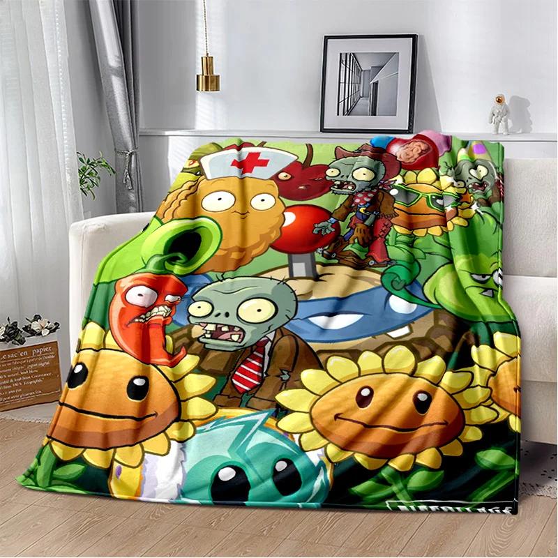 P-Plants vs. Z-Zombies Game Blanket with Peashooter Design Ideal for Sofa and Bed Cover throw blanket