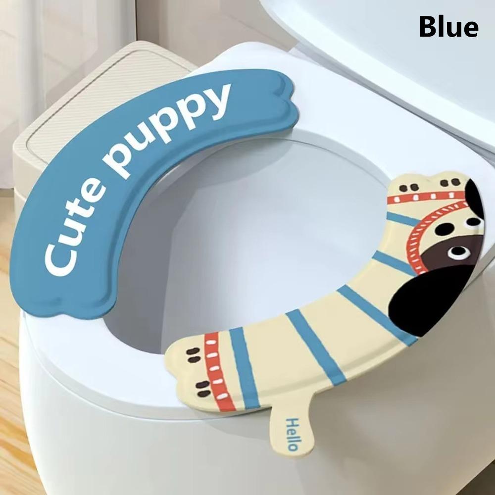 2Pcs/set Durable Reusable Toilet Mat Waterproof Cartoon Adhesive Toilet Sticker Universal with Handle Toilet Seat Covers