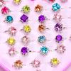 Children's Adjustable Rhinestone Alloy Ring Set In Heart-Shaped Box