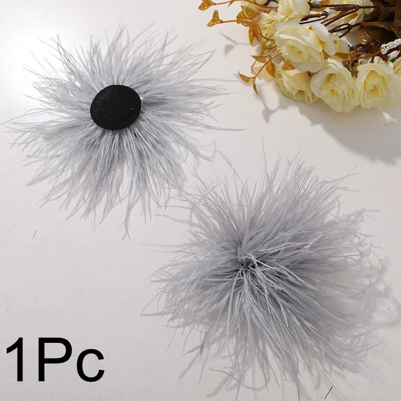 1Pc Feather Headwear Fashion Bridal Hairband Exquisite Ostrich Feathers Brooch Pin DIY Clothing Accessories Ostrich Feather