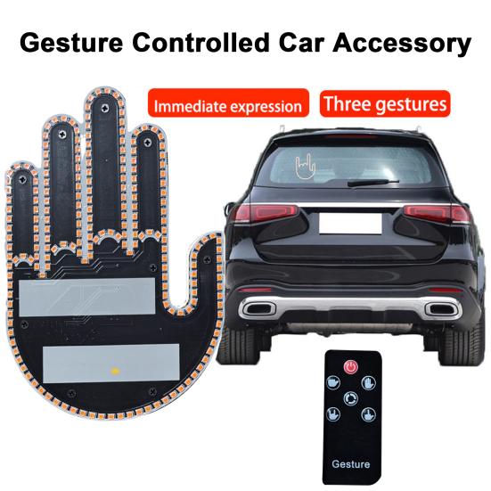 Car Finger Light Gesture Interactive 203 Lamp Beads Day/Night Visibility Remind Attract Drivers 4 Gestures Remote Control Amber Yellow Non-Flickering