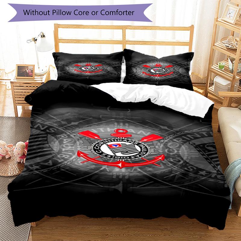Sport Club Football Crest Printed Pattern Duvet Cover Set – includes 1 duvet cover and 2 matching pillowcases Bedroom decor Christmas gifts