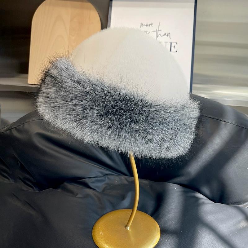 New Plush Mongolian Hat Women's Autumn and Winter Cold and Warm Northeast Basin Hat Ear Protection Hat Fox Hair Bucket Hat
