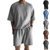 European and American New Cross-border New Summer Shorts Short-sleeved Men's Terry Casual Round Neck Sports Men's Two-piece Suit