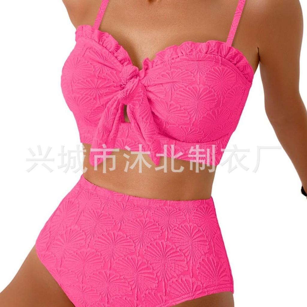 New high waist belly bikini split swimsuit high elastic swimsuit
