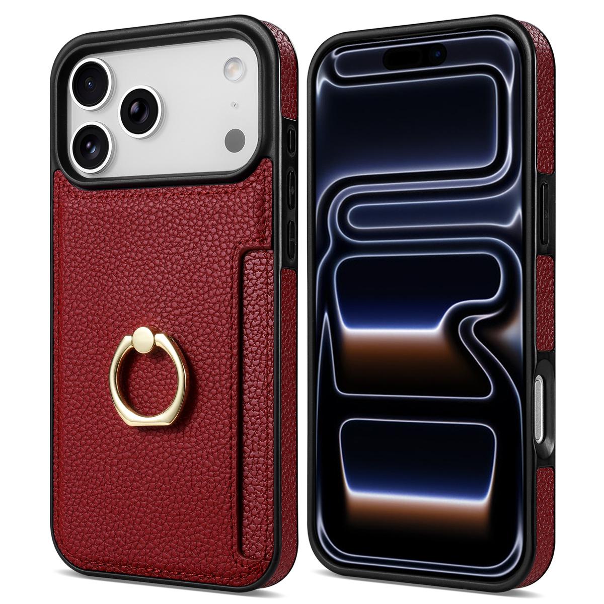 

Leather Wallet Card Solt Phone Case for IPhone 11 12 13 14 15 Plus 16 17 Pro Max 17 Air 16E Ring Holder Protective Cover iPhone 14