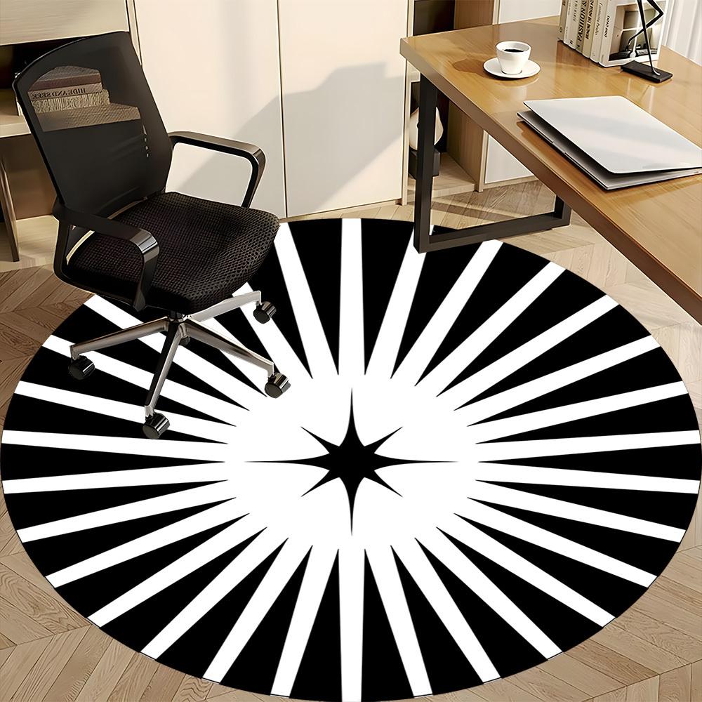 1pc Sunburst Pattern Office Round Area Rug,  Mat Suitable For Office, Under Office Chairs Bedroom Living Room Home Decor, Room Deco