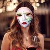 Maska Halloweenowa Ręcznie Malowana Maska Bal Maskowy Ozdoba z Frędzlami Maska do Teatru Maska na Całą Twarz Dla Kobiet Cosplay