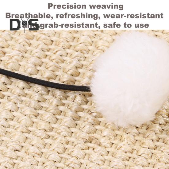 Cat Scratcher Mat Natural Sisal Scratching Mat with Plush Ball Furniture Protector Anti-Slip Walls Floors Cat Scratcher Pad Rug