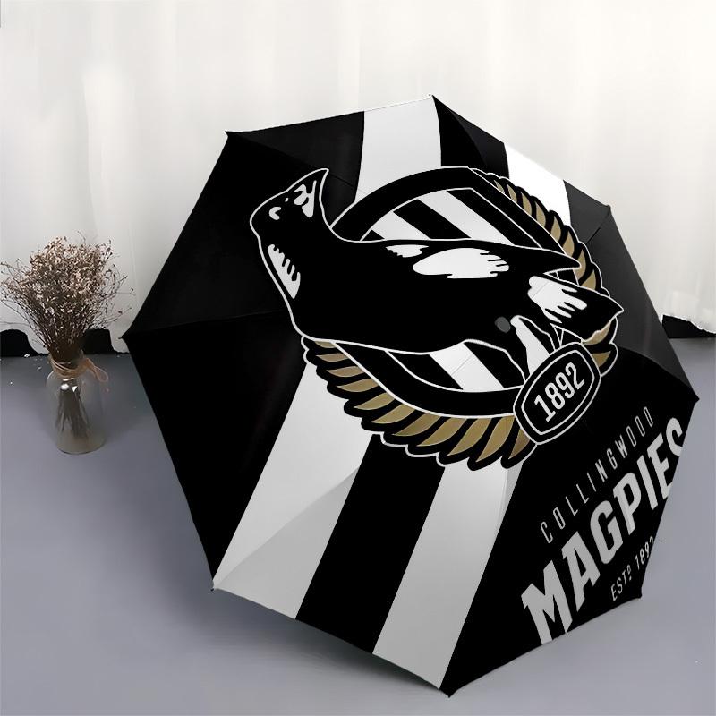 Collingwood Magpies, AFL - Apertura e Chiusura Automatiche, Struttura a 8 Costole Ombrello Portatile, Adatto per Uomini e Donne in Tutte le Stagioni - Perf