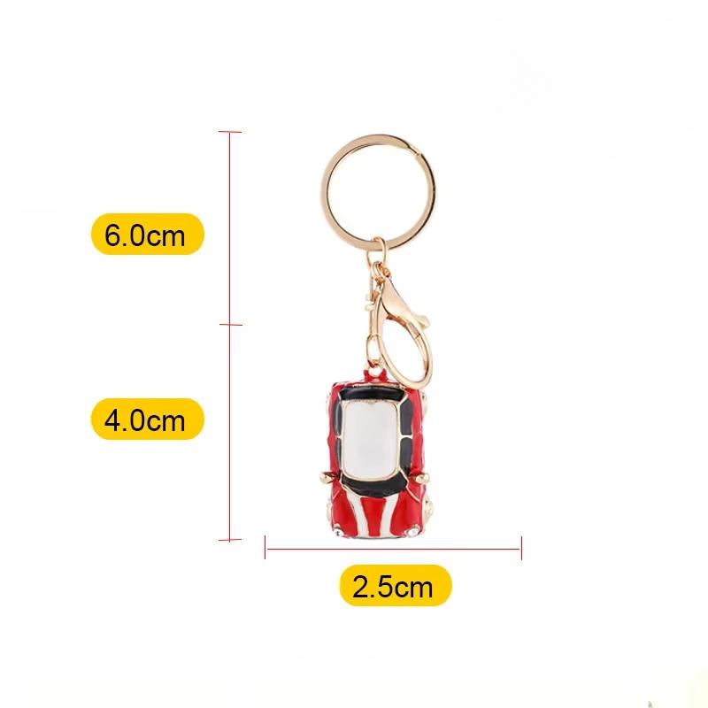 Cartoon Mini Car Keychain Rhinestone Car Model Metal Key Ring Decorative Pendant Accessories for MINI Cooper S JCW R50