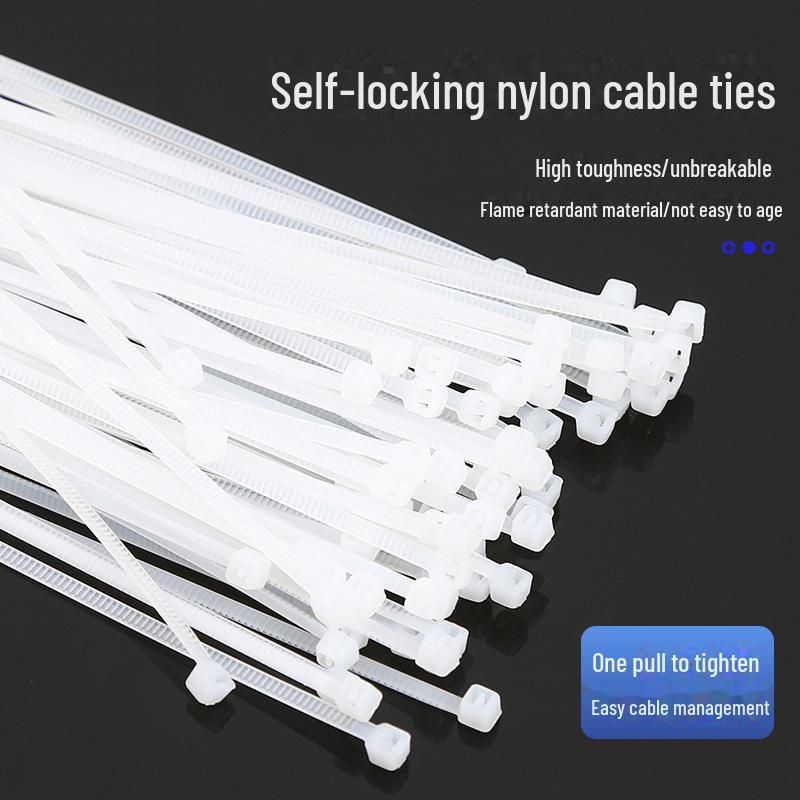 White Nylon Self-Locking Cable Ties - Strong, Durable Wire Fasteners