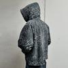 European and American autumn and winter retro loose trendy printed hooded zipper sweatshirt