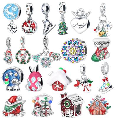 Coppersanta Claus Snowman Gingerbread Man Christmas Tree Charms Beads Fit Original Bracelet Diy Jewelry Gift