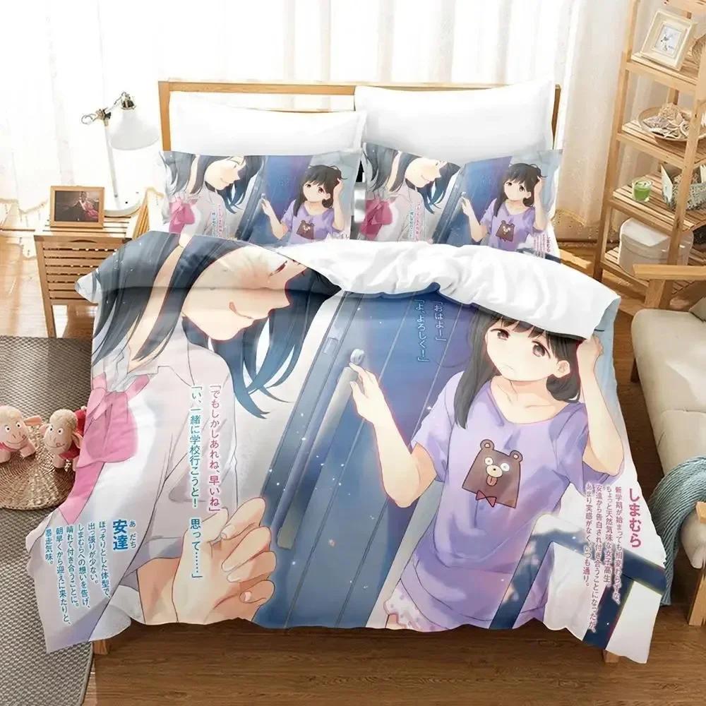 Adachi and Shimamura Bedding Set Cartoon Anime Three-piece Set Adult Kid Bedroom Duvet Cover Sets Comforter Bedding Sets Luxury