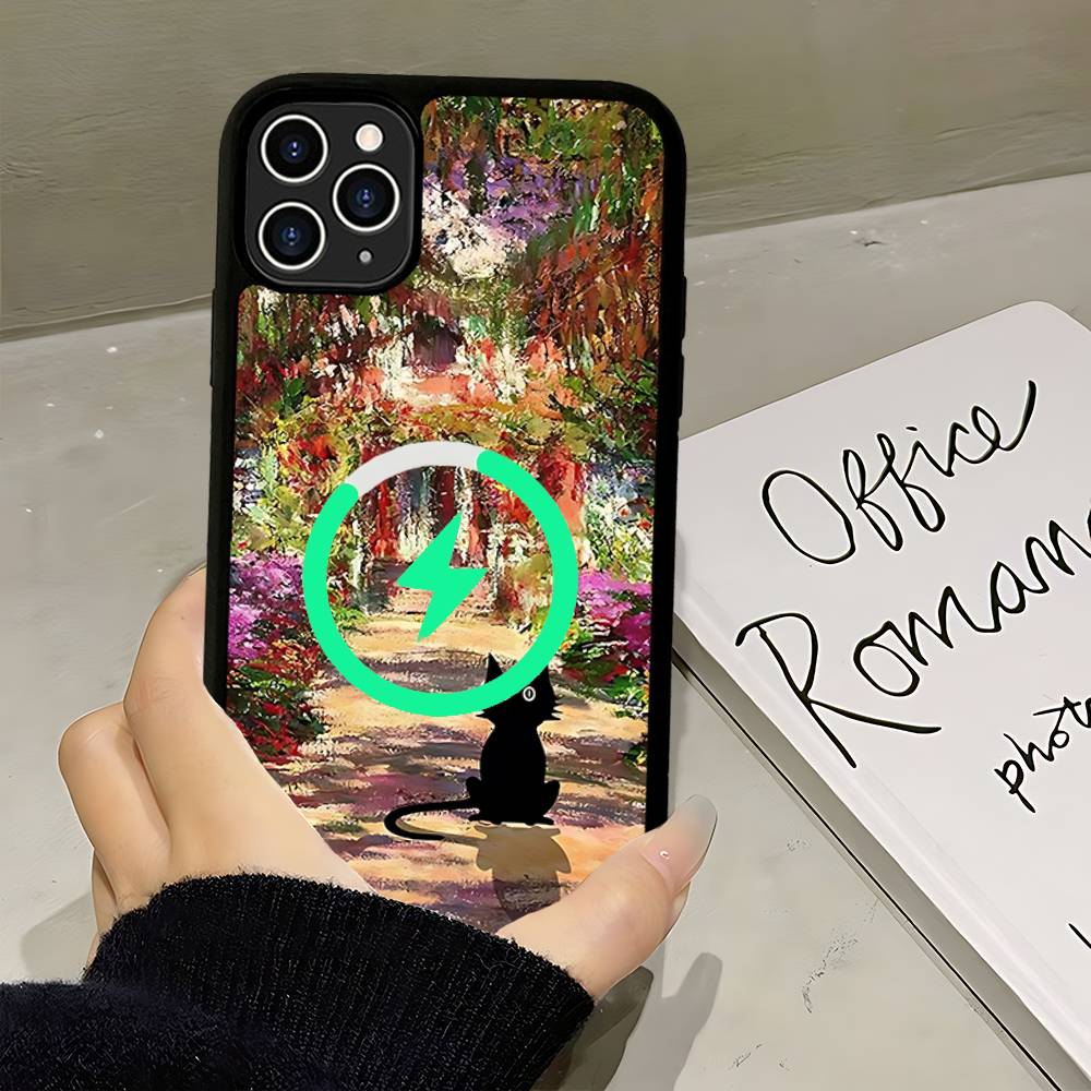 Lustige Katzen Van Gogh Magnetische Kabellose Handyhülle Für IPhone 17 16 15 14 13 12 11 Pro Max Plus Mag Handyhülle