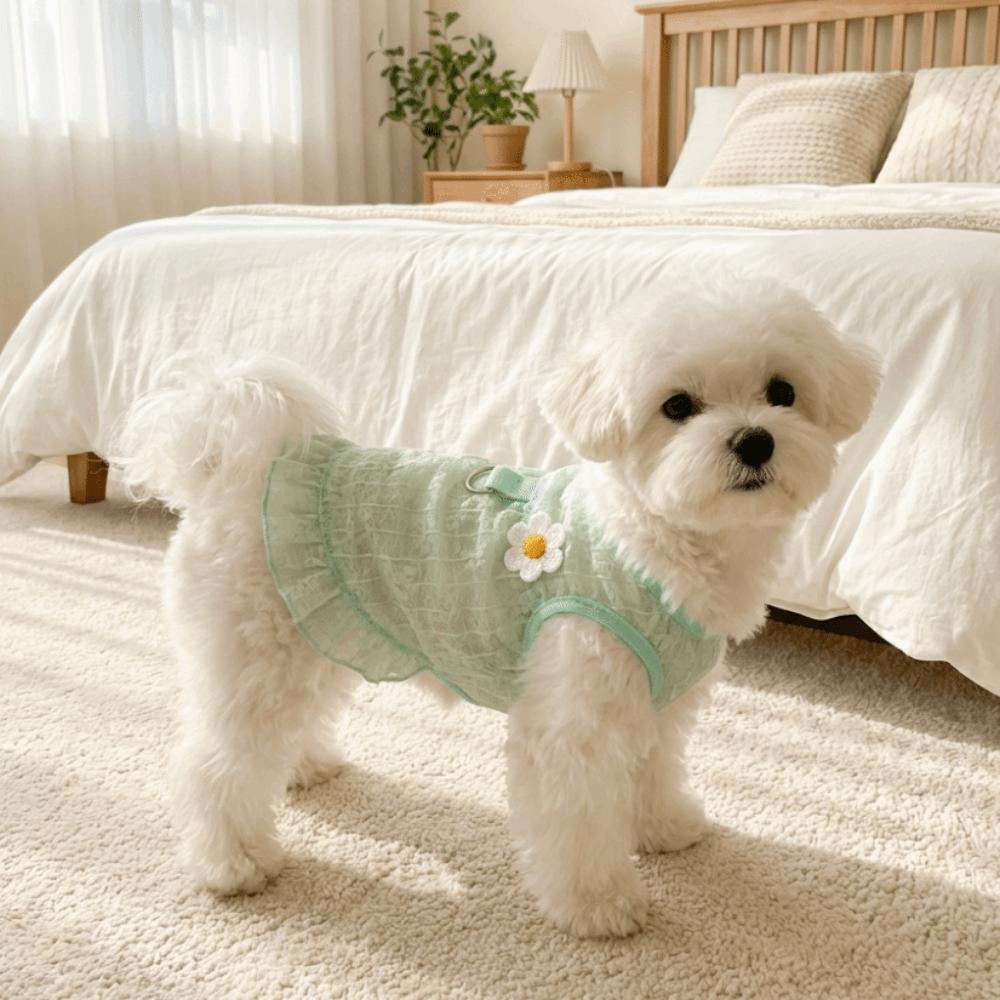 Ultra-thin Cooling Dog Vest Flying Sleeves Pet Floral Skirt Sun Protection Vest  Summer Season