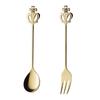 Nagao Royal Crown Kaffeelöffel und Dessertgabel Set Hergestellt in Japan (Gold, 2-teiliges Set) -