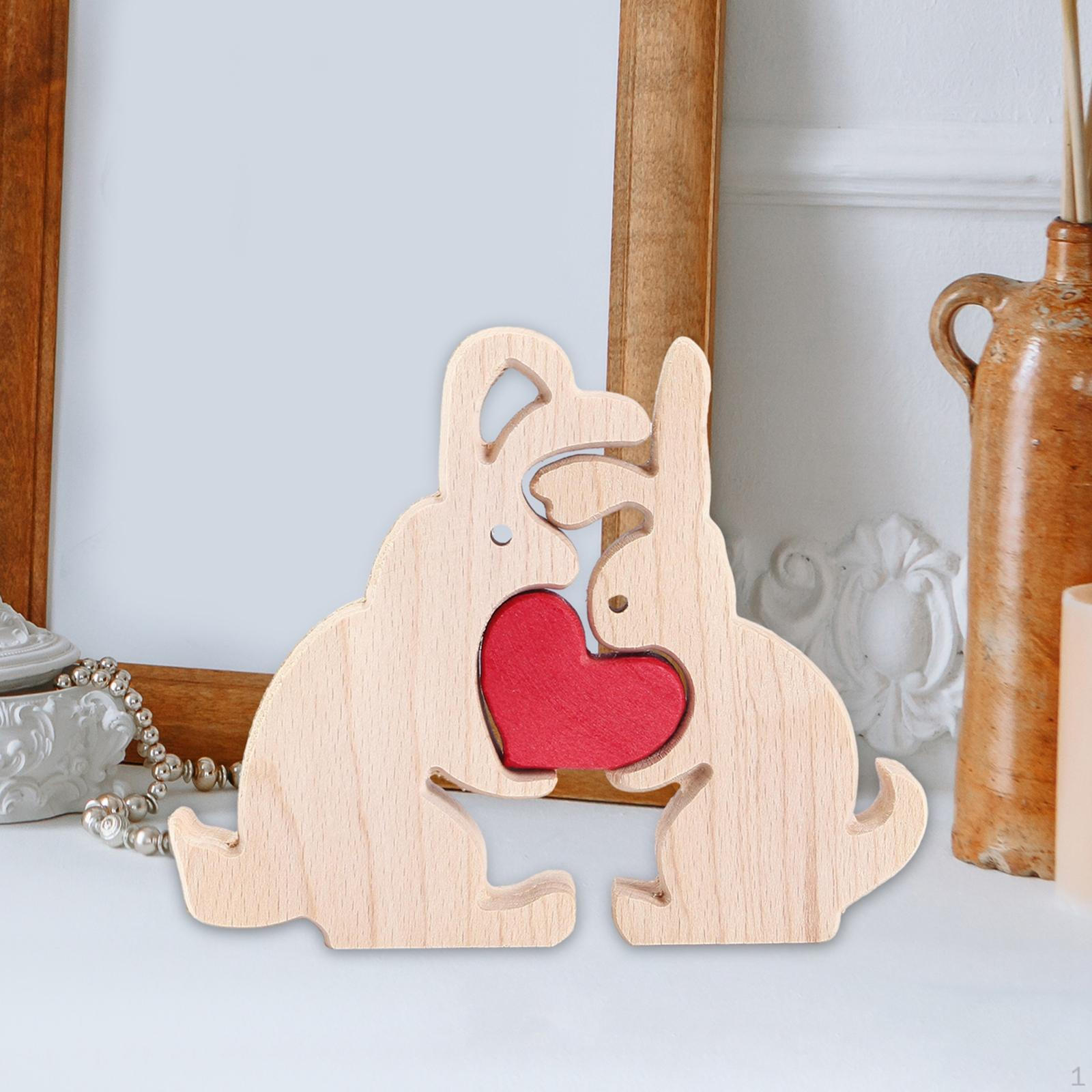 

Wooden Art Puzzle Sculpture Educational Table Decoration Family Heart for