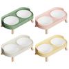 Ergonomic Height Cats Dog Pet Feeders With Double Bowls Splash Resistant Shield And Stable Base For Floor Protective