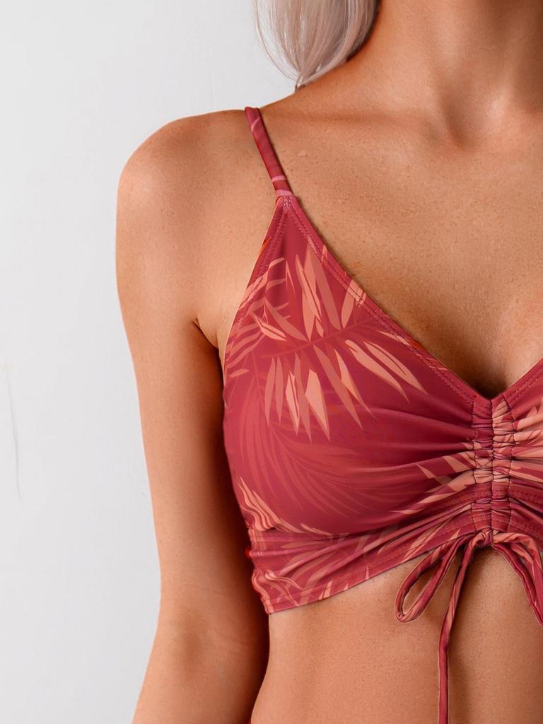 Women's Printed Spaghetti Strap Boyleg Bikini Two-Piece Set Swimsuit