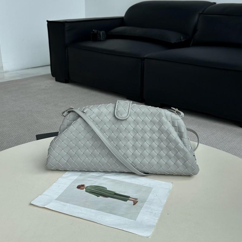 Womens Genuine Leather Cloud Shell Bag Large Capacity Woven Shoulder Clutch Evening
