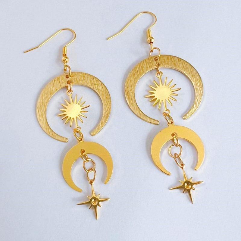 Jun'an Bohemian Sun and Moon Star Earrings Collection