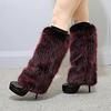 1 Pair Plush Elastic Solid Color Thick Leg Warmers Autumn Winter Women Warm Faux Fur Boot Stockings