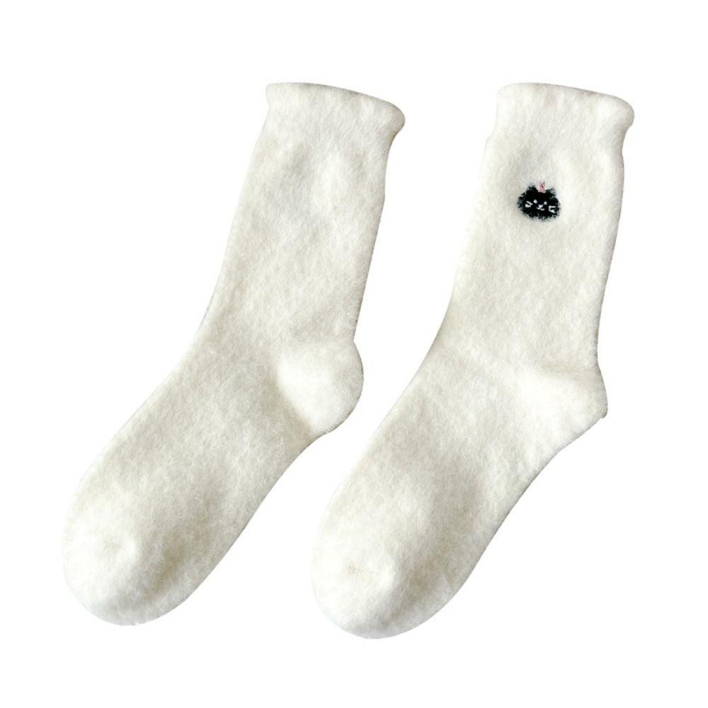 5Pairs Dog Mink Fur Socks Cartoon Winter Warm Sock Fashion Plush Floor Socks  Streetwear