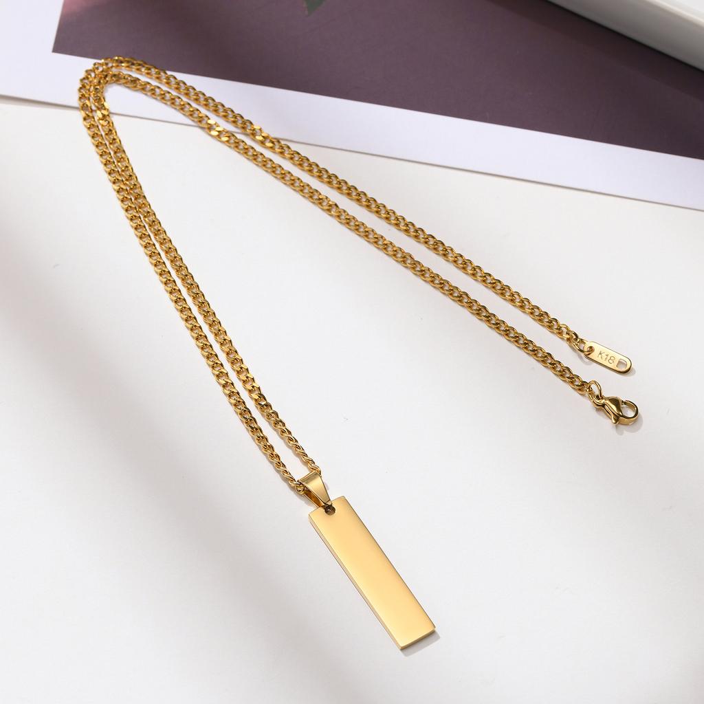 Custom Coordinate Necklace Pendant for Women, Engraved Personalized Vertical Bar Necklace,Stainless Steel Couple Jewelry