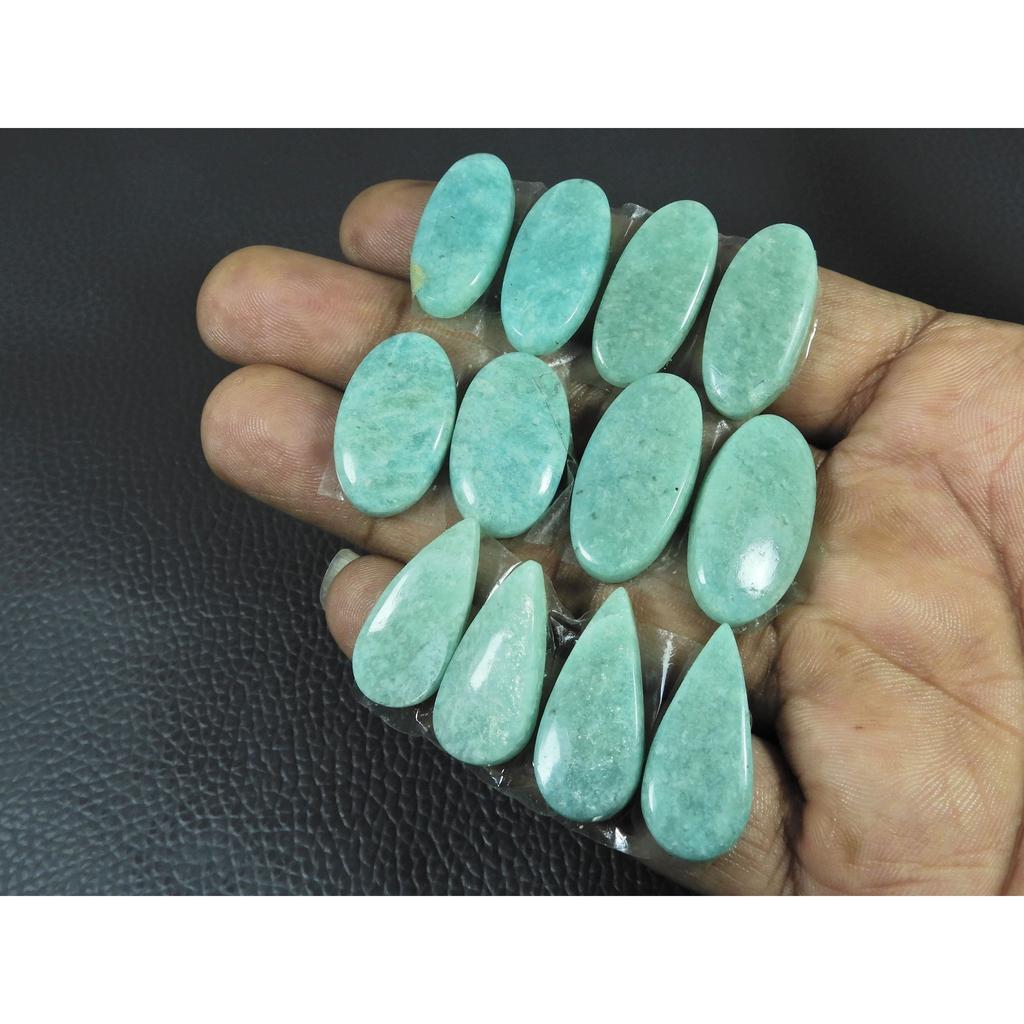 160Cts.Natural Green Amazonite Matched Pair Mix Cabochon Gemstone 6 Pair Lot C-3456