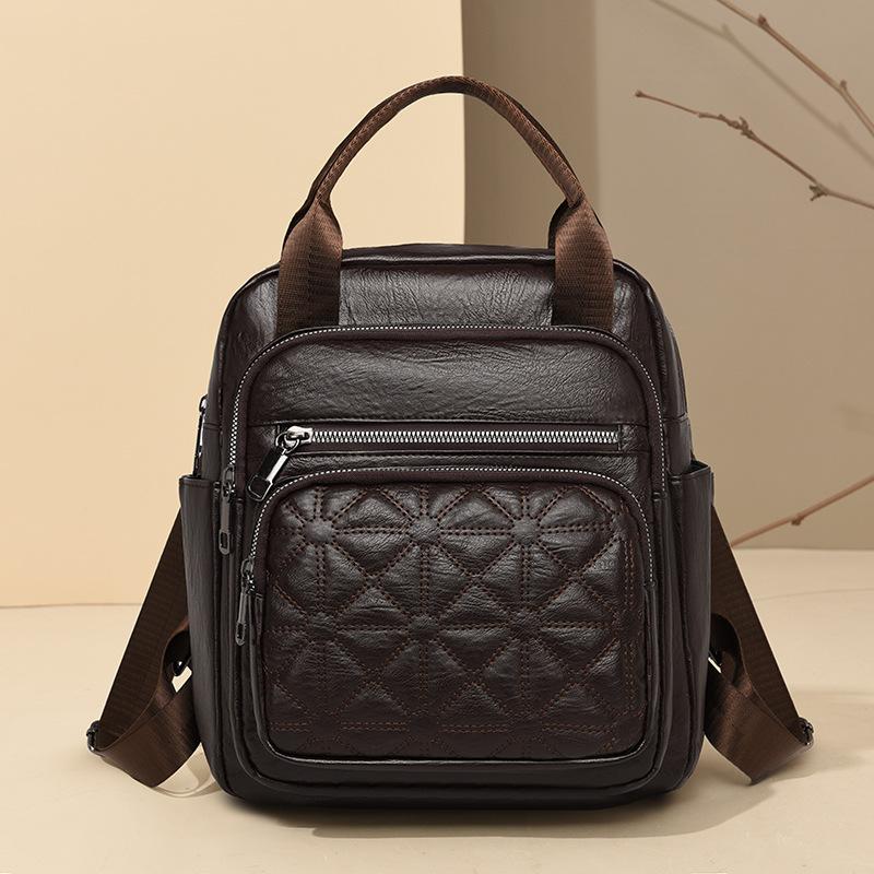 Modische Doppelschultertasche - Damen Casual Große Kapazität Mehrere Reißverschlüsse Mehrzwecktasche - Damenhandtasche