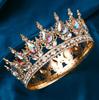 Baroque Luxury Round Wedding Crown Bridal Pageant Rhinestone Crystal Tiaras Crown Molding Headpieces For Queens and King
