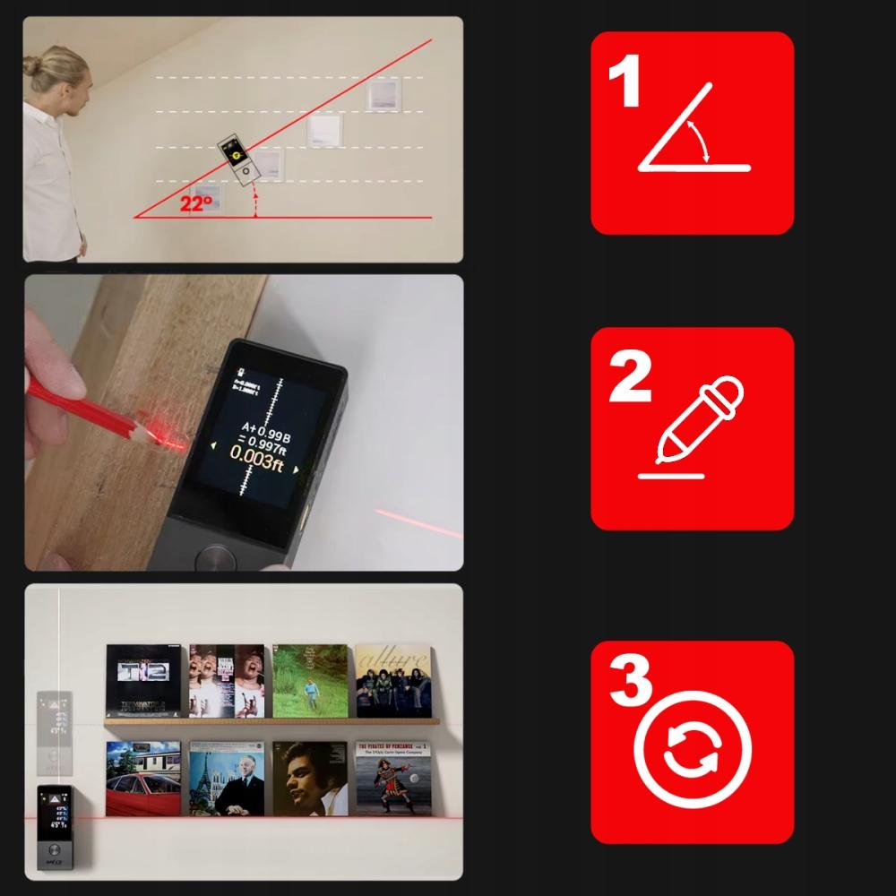 LASER RANGEFINDER ANGLE MEASUREMENT LEVEL SMART LIFE ANDROID iOS SKETCH 100m