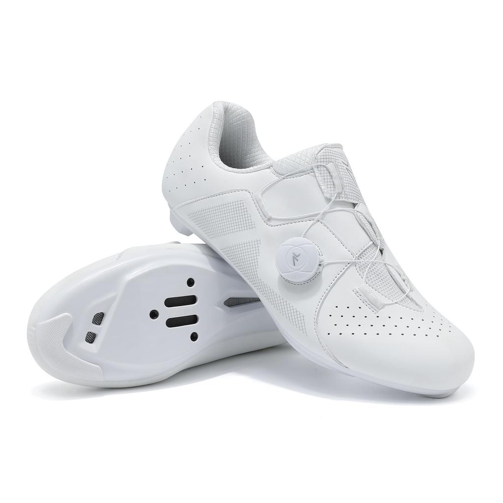 2025 summer pure white road car lock shoe set breathable men's and women's outdoor bicycle shoes unlocked cycling shoes large size