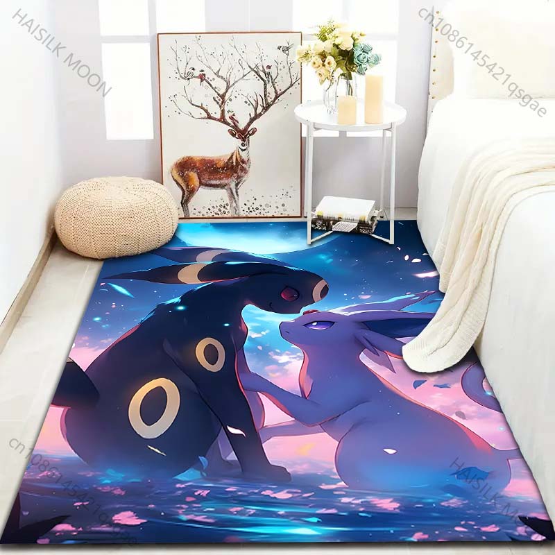 Multiple Sizes Pokemon Umbreon and Sylveon Print Carpet for Living Room Bedroom Kid's Room Home Decor Non-slip Mat Area Rug