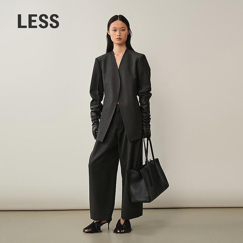 LESS Women's Loose-Fit Wool Wide-Leg Commuter Trousers