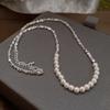 Broken Silver Imitation Pearl Necklace Women'S Fashion Design Sense Collarbone Chain Temperament Highlight Pearl Necklace