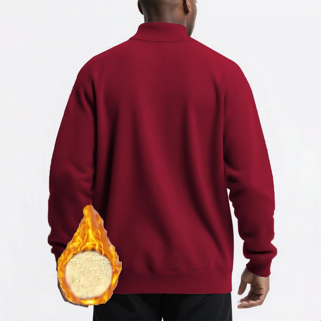 Herren Pullover Langarm Stehkragen Sweatshirt Lässiger Schnitt Stehkragen Lammwolle Basisshirt