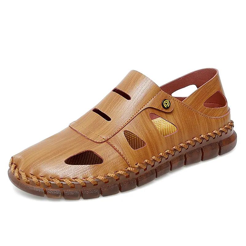 

Summer Men Sandals Casual Beach Hollow Out Slippers Retro Lightweight Comfortable Non-slip Shoes Sandalias Masculinas Dos Homens 47 хакі
