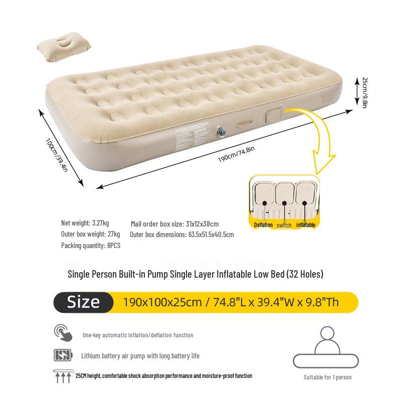 

Portable Automatic Inflatable Camping Mattress - Folding Air Cushion Bed for Home & Outdoor Use